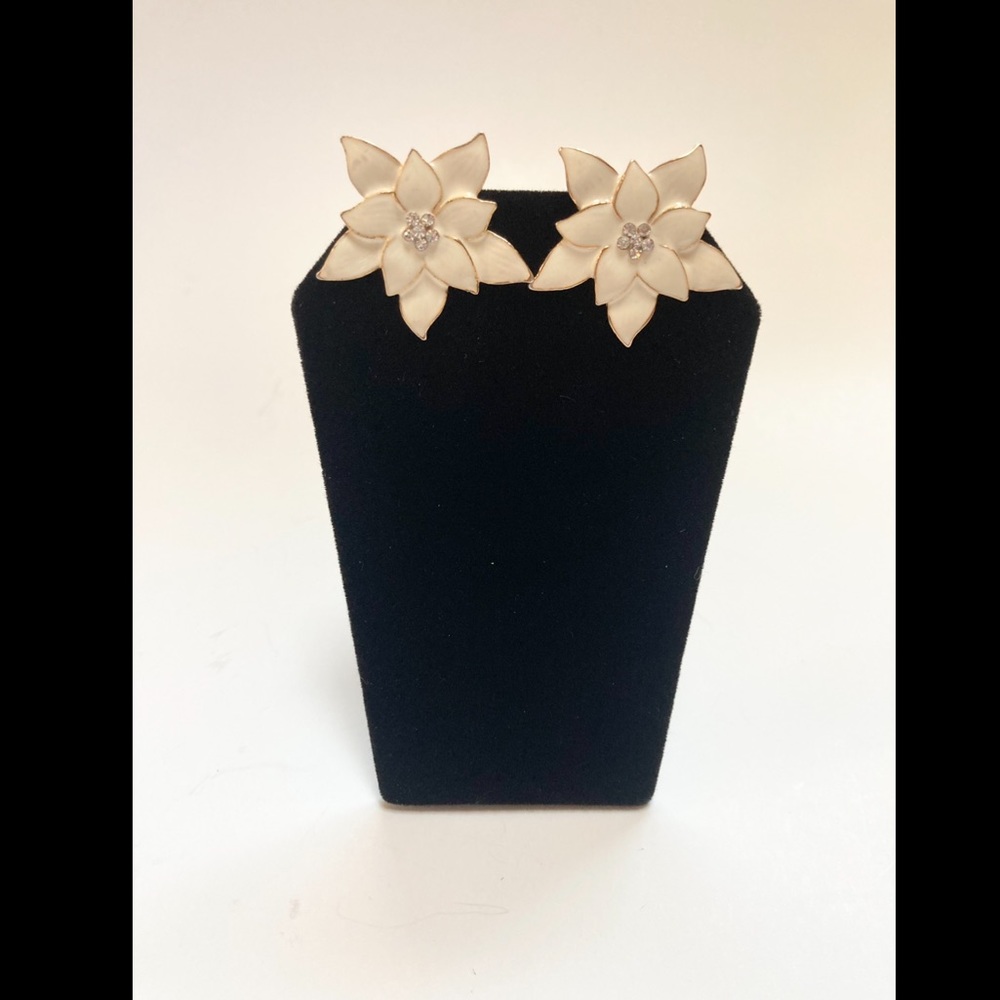 1950s Eisenberg Ice Enamel Floral Rhinestone Earrings